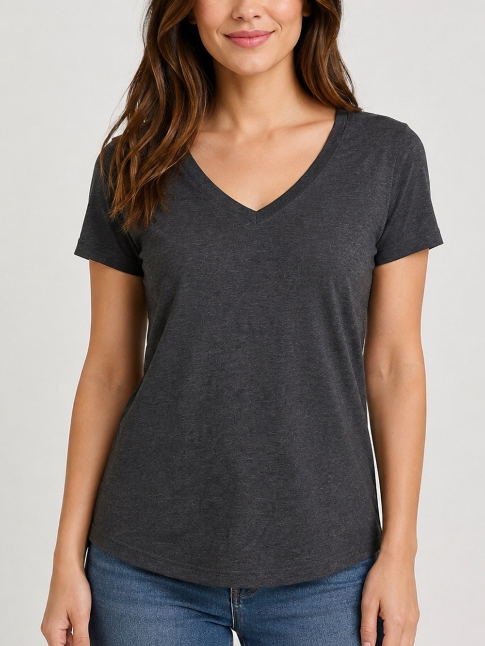 Bottoms Out Women’s V-Neck T-Shirt Charcoal Heather gray Size XL comfy lounge